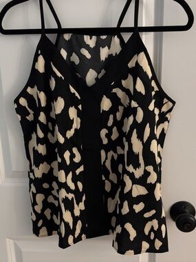 Black & Cream Leopard Print Spaghetti Strap Top